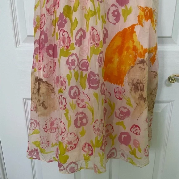 Anthropologie Floreat Morning Stroll Cat Dress Fit Flare Floral Smocked Retro 6 - Picture 3 of 16